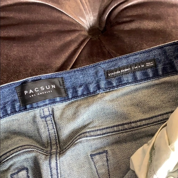 Men’s Pacsun Stacked Skinny Biker Jeans with texture and ripped details - Picture 4 of 7